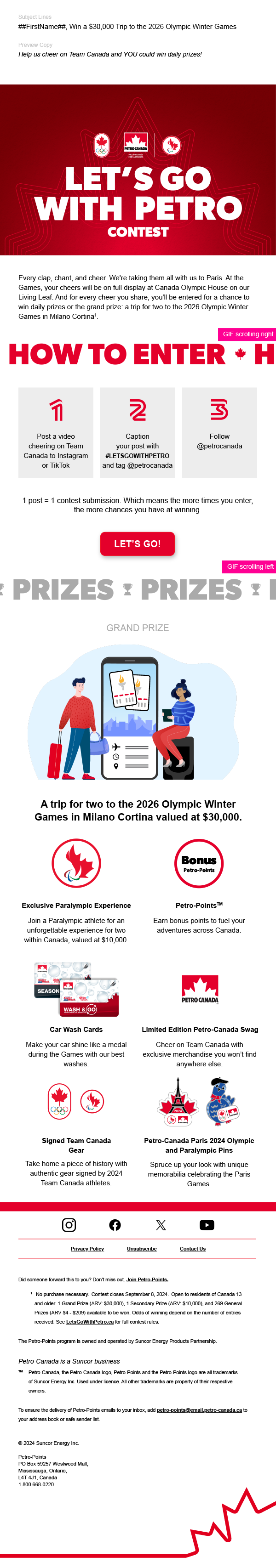 Petro-Points email — Olympics