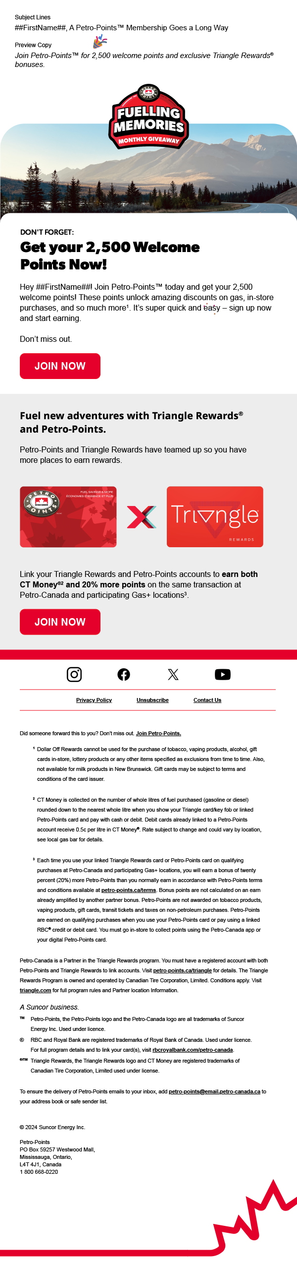 Fueling Memories campaign email