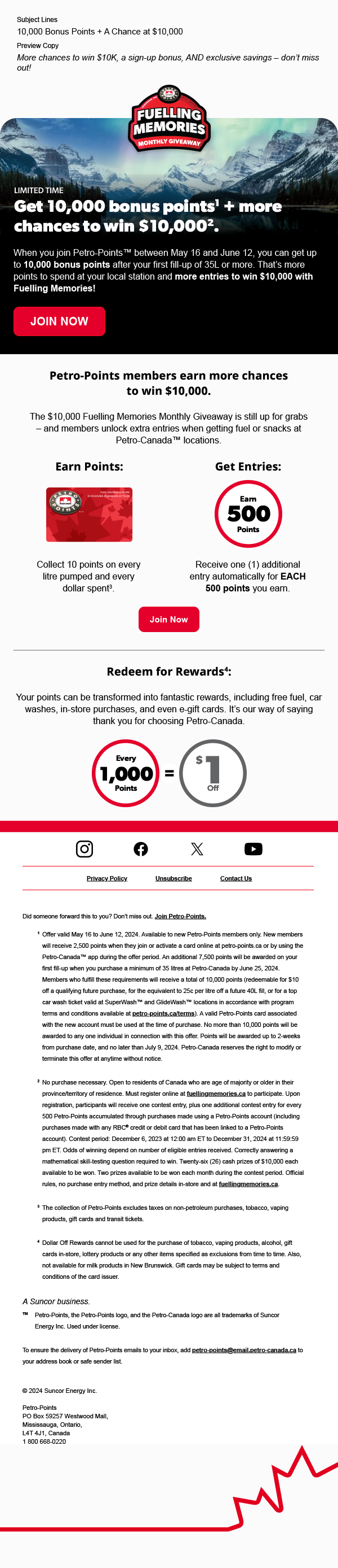 Fueling Memories campaign email